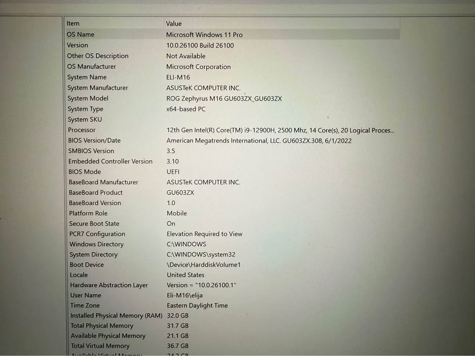 ASUS ROG Zephyrus M16 Laptop - Excellent Condition - photo 3