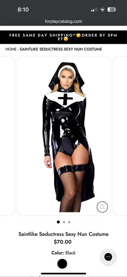 Women’s Nun Halloween Cosplay Costume Size Medium thumbnail