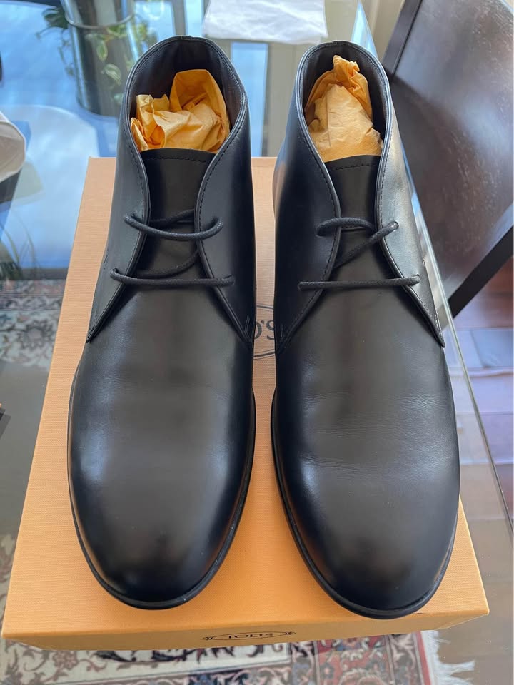 TOD’S Gomma Desert Boots in Black Leather Men’s [Brand New] - photo 3