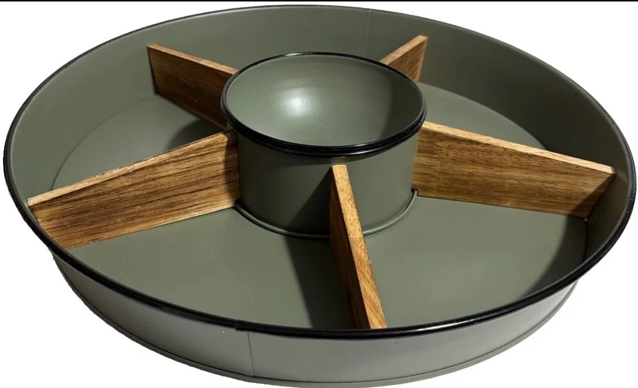 Wood Partitions Matte Green 16 inch Chip and Dip Tray thumbnail