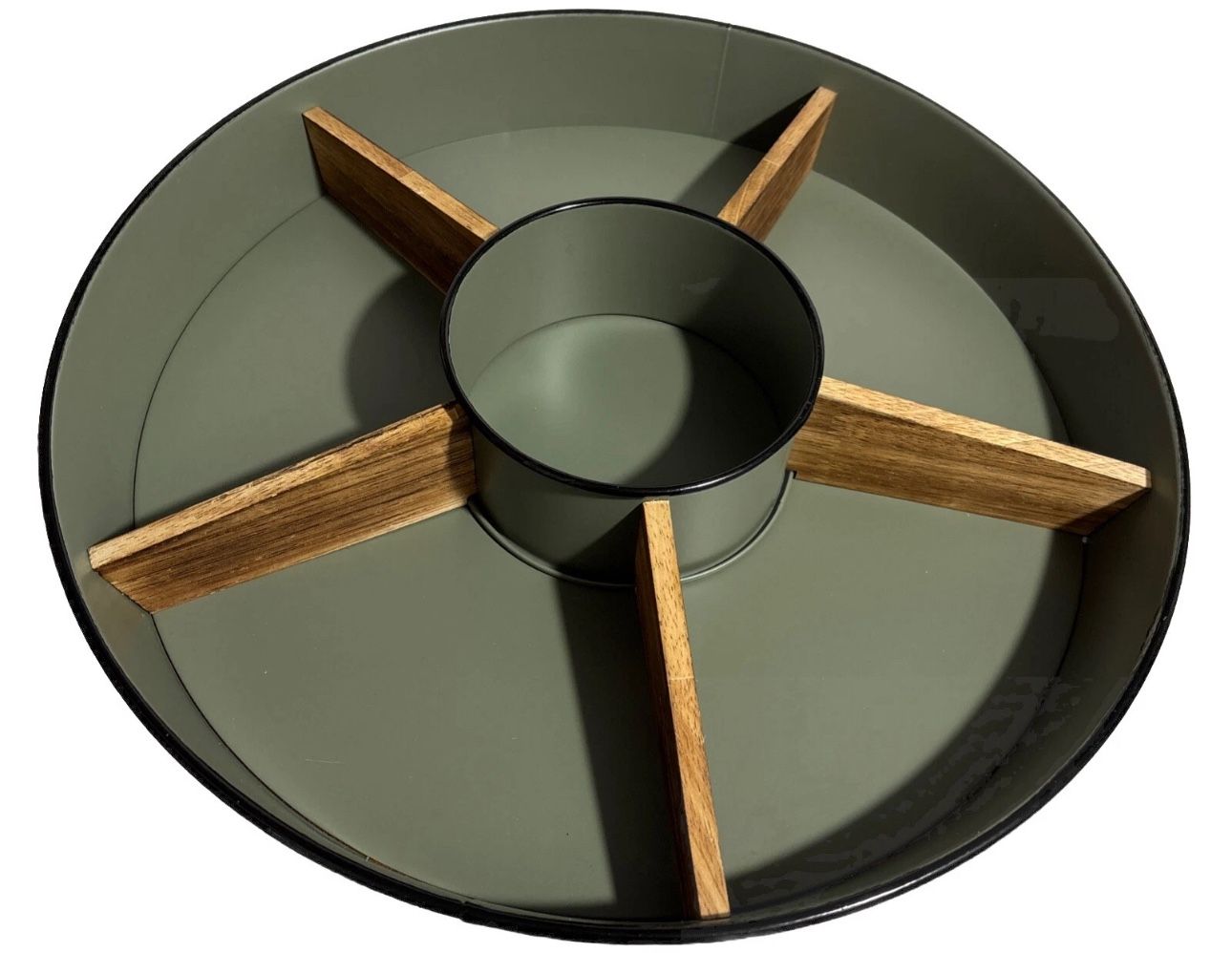 Wood Partitions Matte Green 16 inch Chip and Dip Tray - photo 3