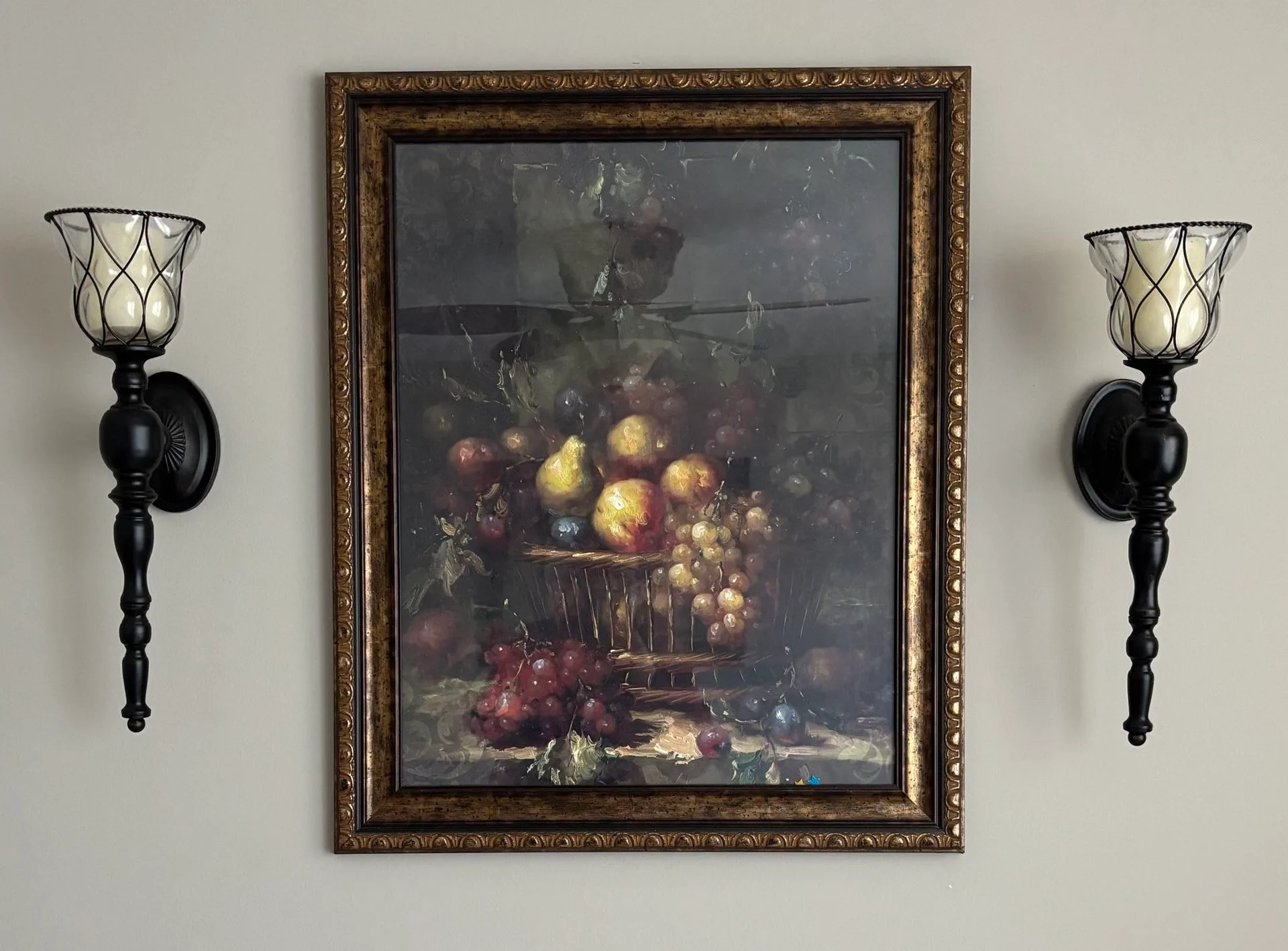 Fruit Framed Print 28X22 with 2 Wall Sconce thumbnail