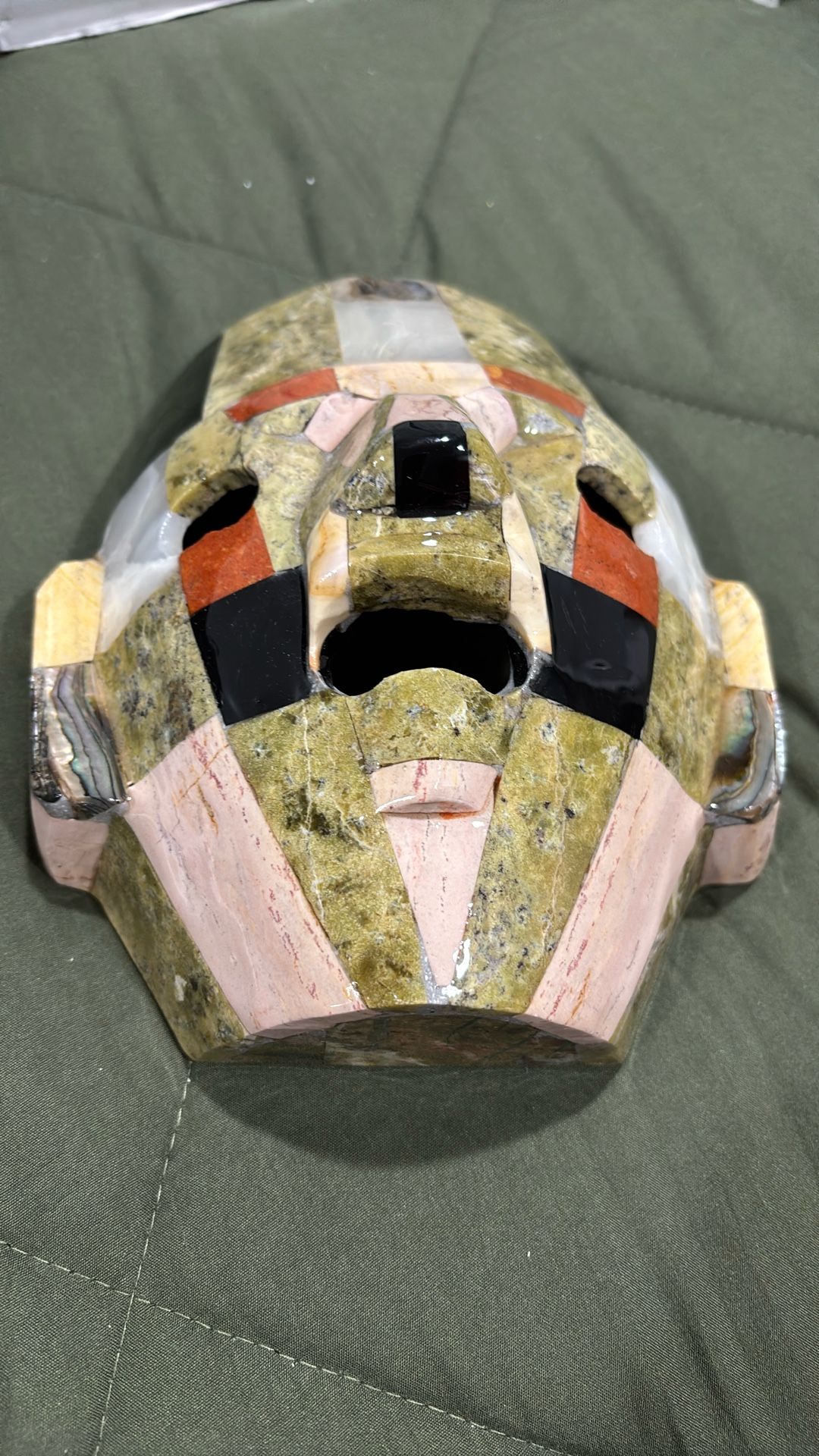 Mayan Death Mask Shell Quartz Burial Mosaic Sculpture - photo 2