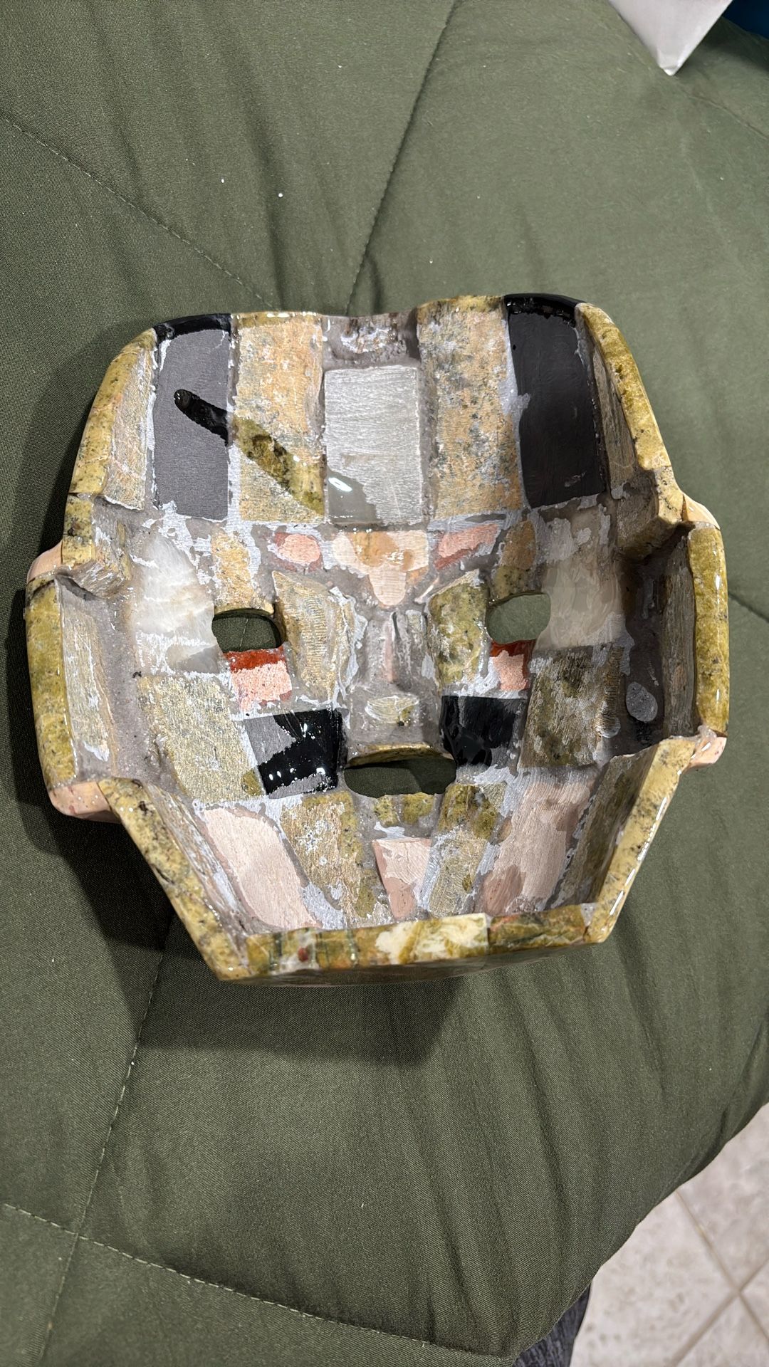 Mayan Death Mask Shell Quartz Burial Mosaic Sculpture - photo 4