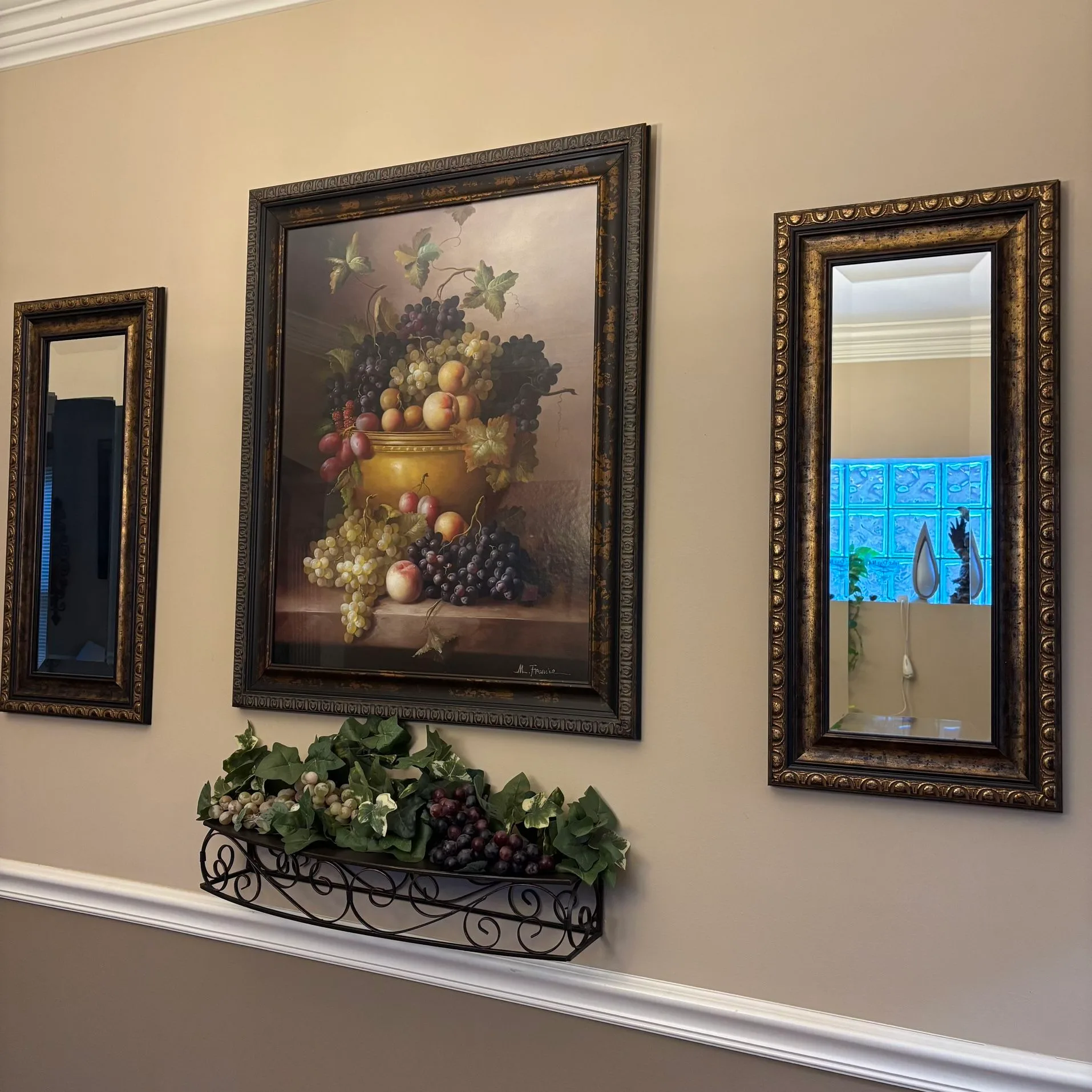 Bordeaux Fruit Framed Print with Mirrors and Metal Shelf thumbnail