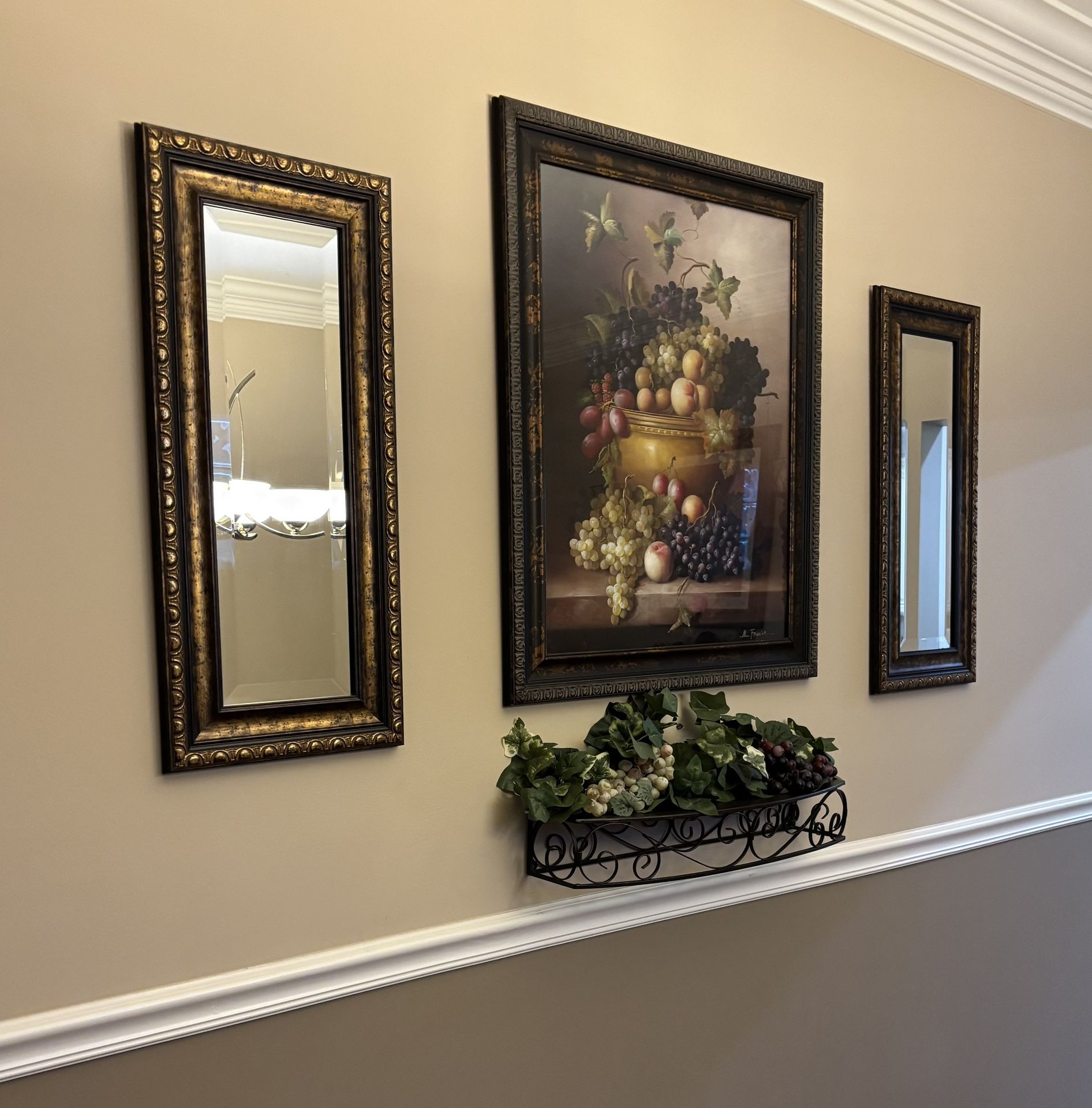 Bordeaux Fruit Framed Print with Mirrors and Metal Shelf - photo 2