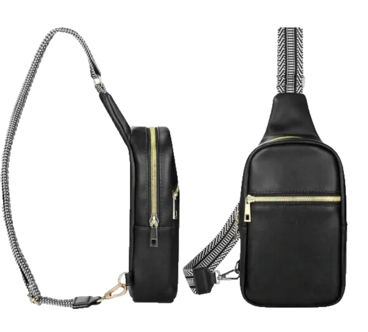 Chest Bag Sling Crossbody Black Guitar Strap Zip Pockets New - photo 2