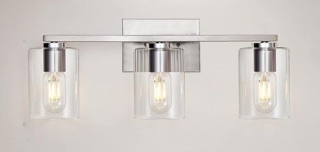 3-Light Vanity Light, Brushed Nickel Fixtures - photo 3