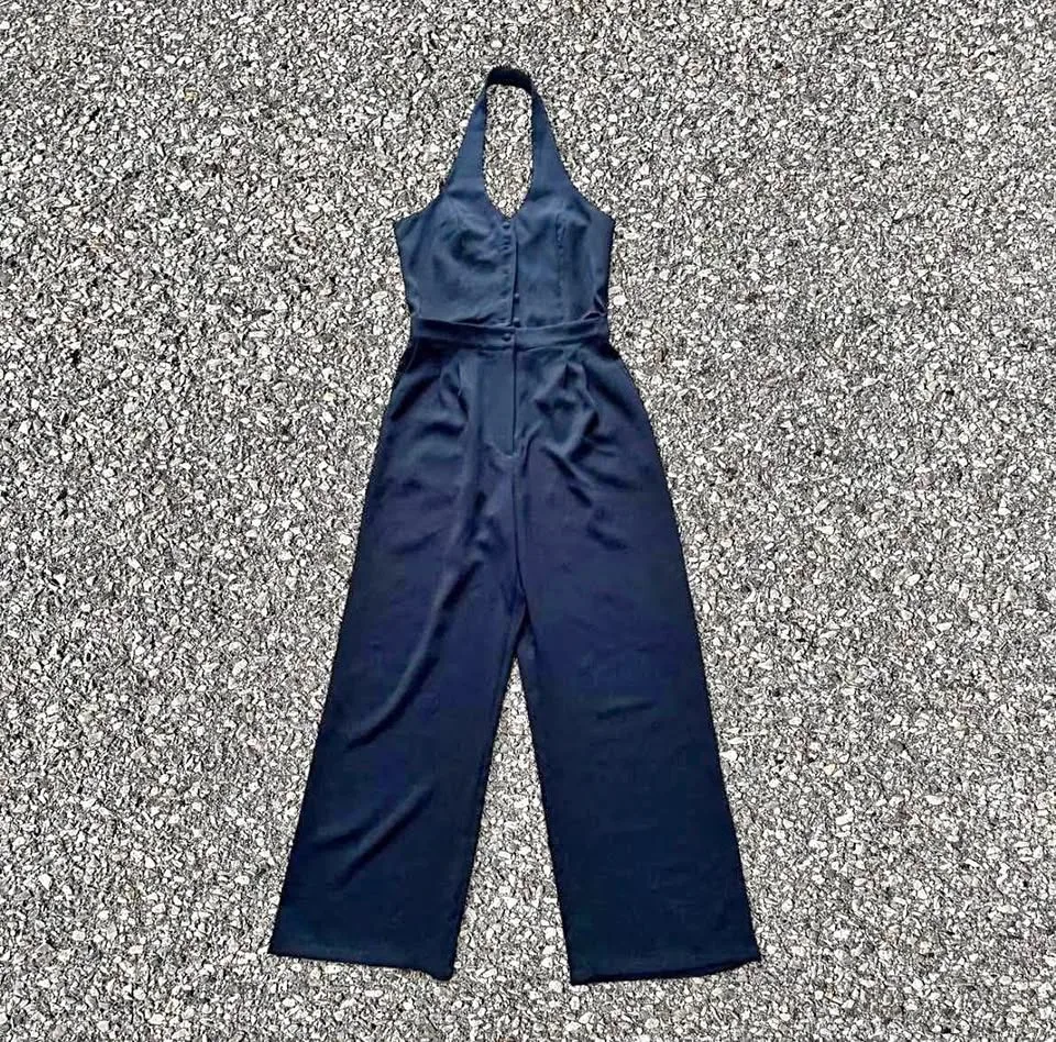 ADELYN RAE Farrah Halter V-Neck Jumpsuit thumbnail
