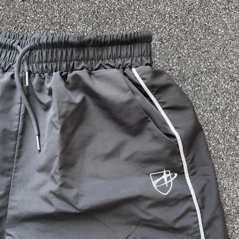 Dazy Wide Leg Track Pants Athleisure Drawstring Black White Trim - photo 2