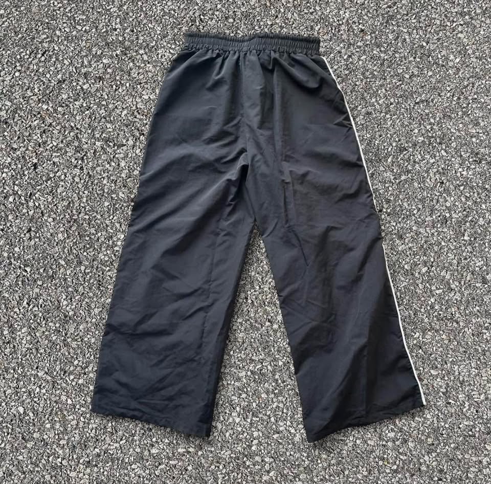 Dazy Wide Leg Track Pants Athleisure Drawstring Black White Trim - photo 3