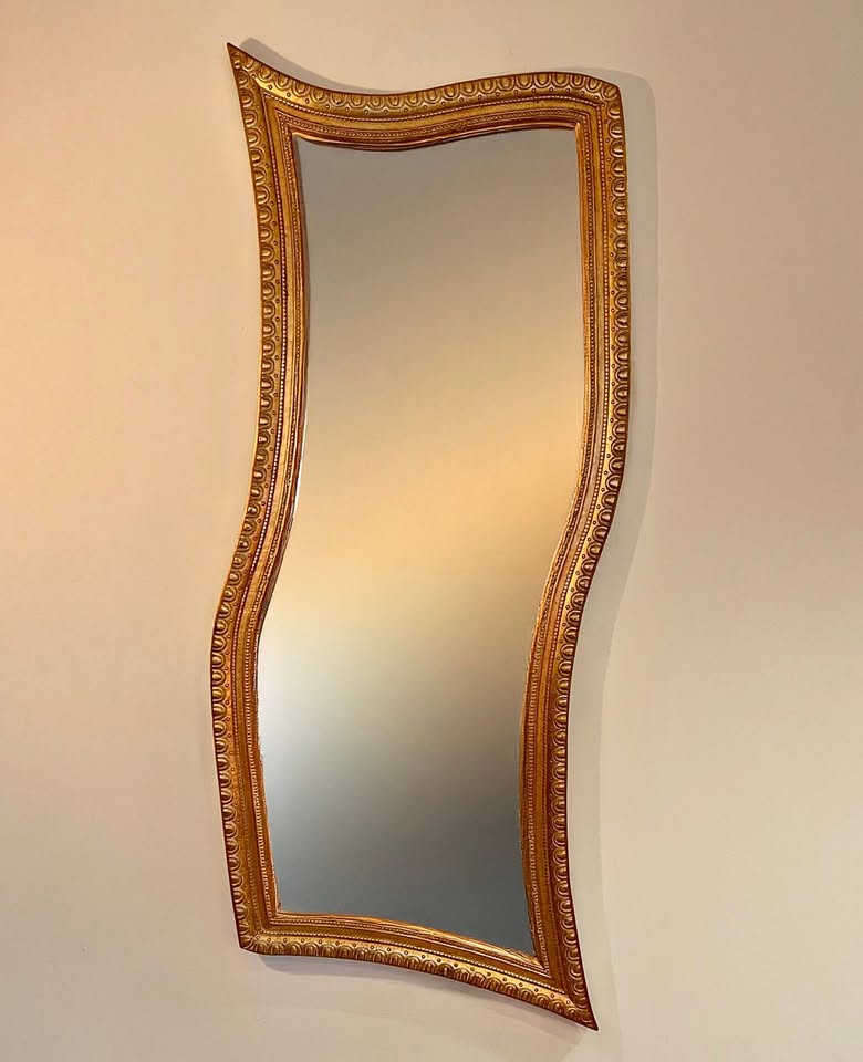 Vintage Gold Wavy Oversized Frame Mirror – 82” x 34”