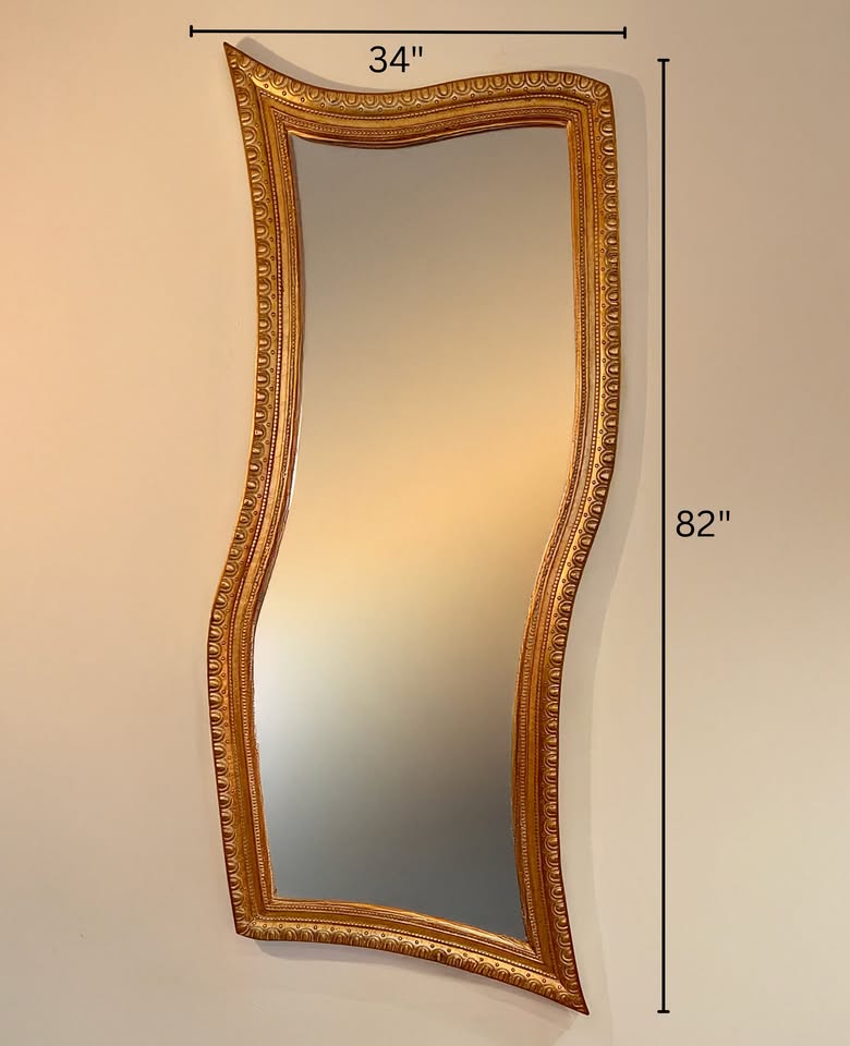 Vintage Gold Wavy Oversized Frame Mirror – 82” x 34” - photo 5