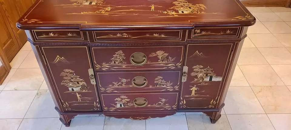 Oriental Red Buffet / Chest of Drawers thumbnail