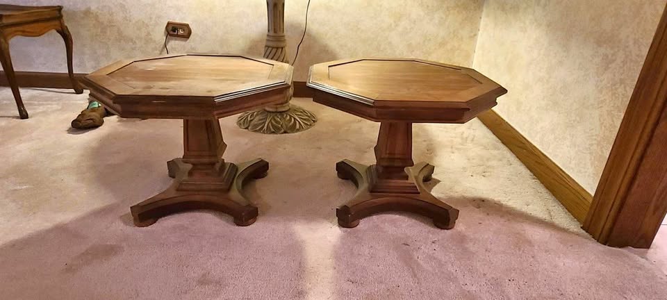 Pair of Oak Octagon Tables