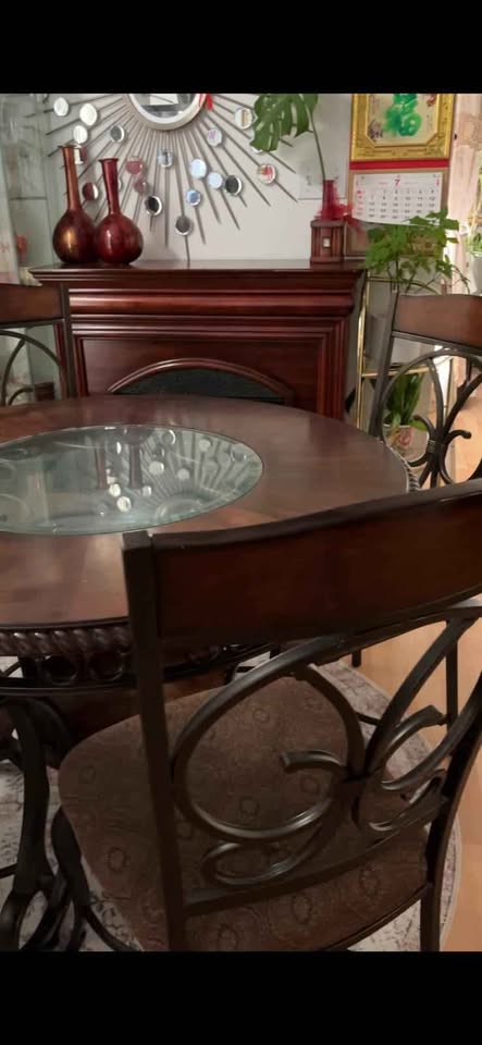 Dining Set with 4 Chairs, Coffee Table & Round Carpet - photo 4