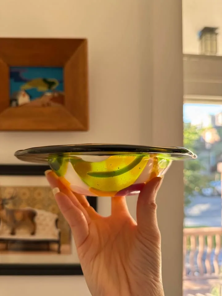 Fused Glass Dish - DM Artist Signed - Cherry Pattern image indicator(2)