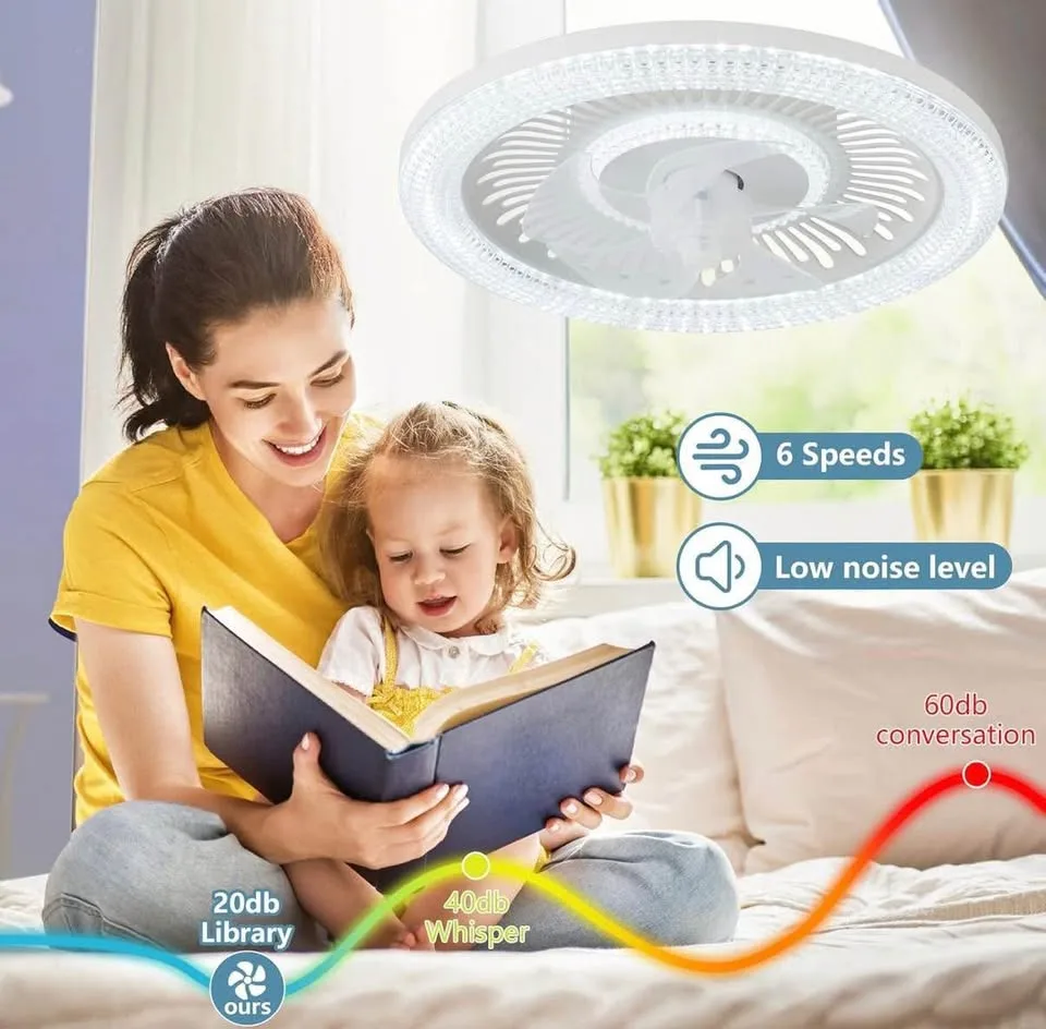 Spnoid 20" Low-Profile Ceiling Fan with Light & Remote image indicator(4)