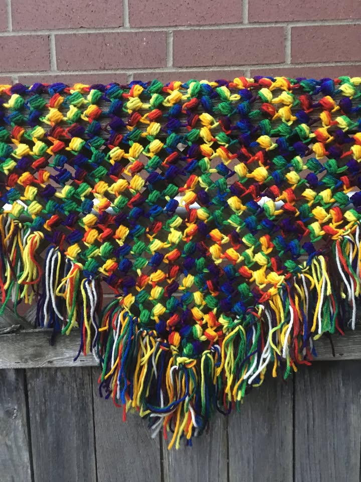 Multi-Colored Crochet Triangle Shawl/Wrap/Scarf - 28 x 50 - photo 2