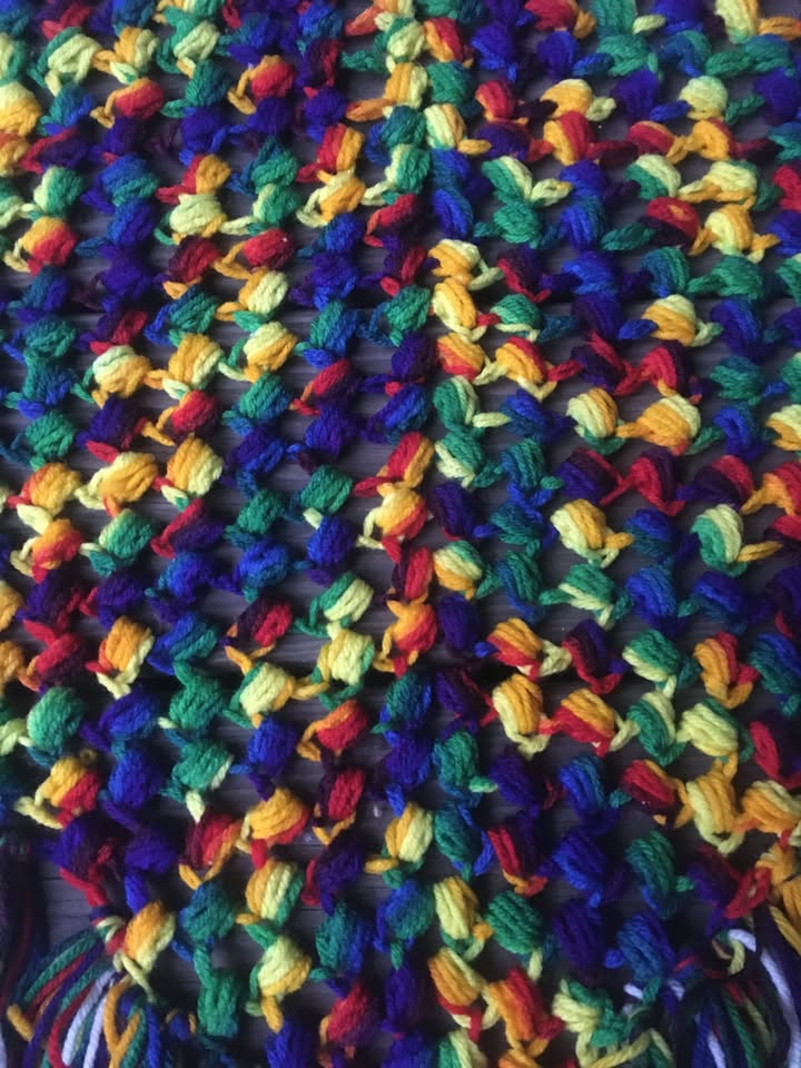 Multi-Colored Crochet Triangle Shawl/Wrap/Scarf - 28 x 50 - photo 3