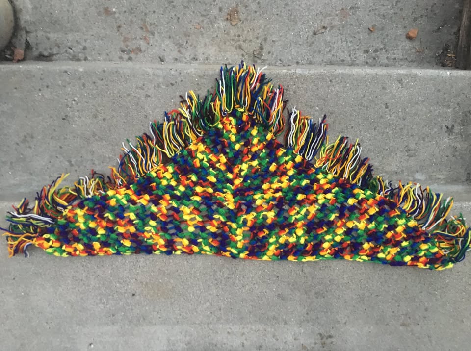 Multi-Colored Crochet Triangle Shawl/Wrap/Scarf - 28 x 50 - photo 4