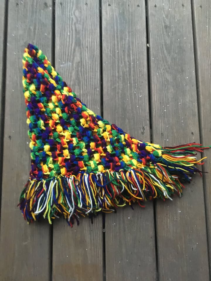 Multi-Colored Crochet Triangle Shawl/Wrap/Scarf - 28 x 50 - photo 5