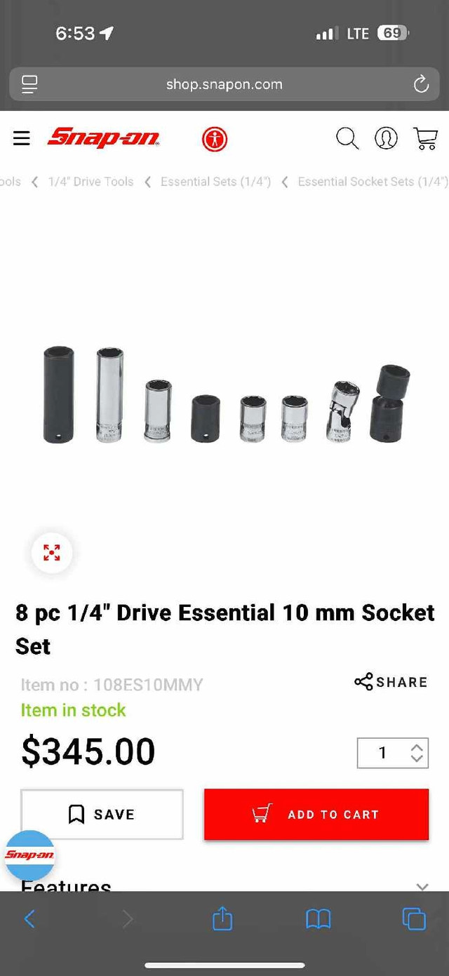 Snap-On 8-pc socket set - photo 3
