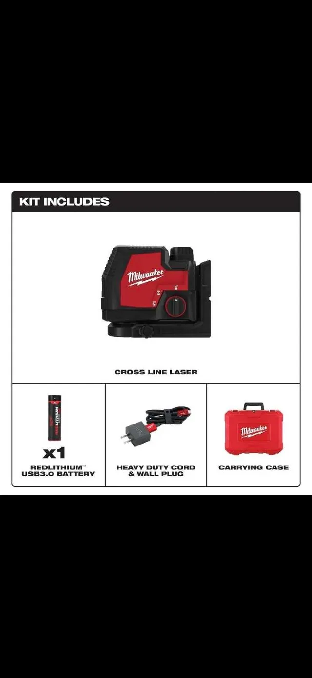 MILWAUKEE USB Rechargeable Green Cross Line Laser image indicator(3)
