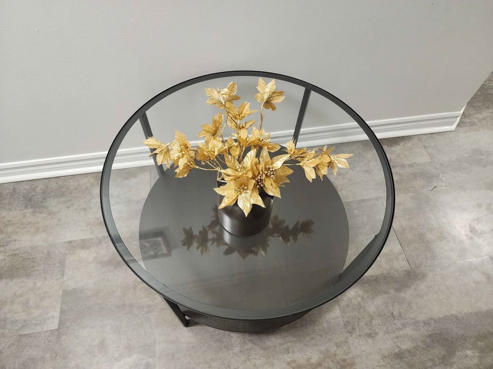 Modern Glass & Wood Side Table – Like New! - photo 2