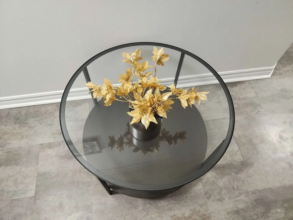 Modern Glass & Wood Side Table – Like New! image indicator(2)