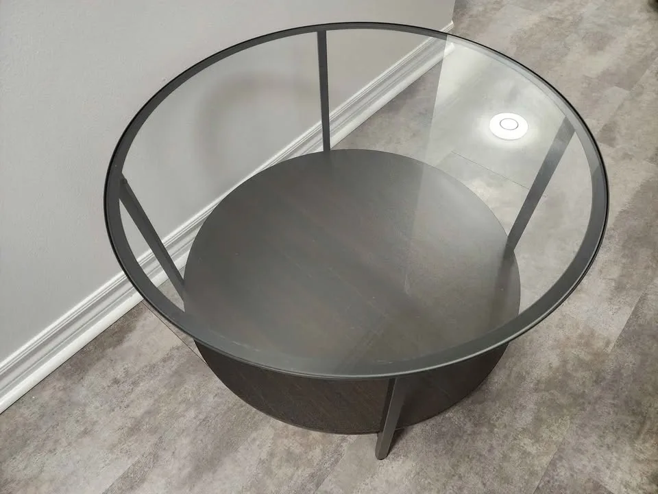 Modern Glass & Wood Side Table – Like New! image indicator(4)