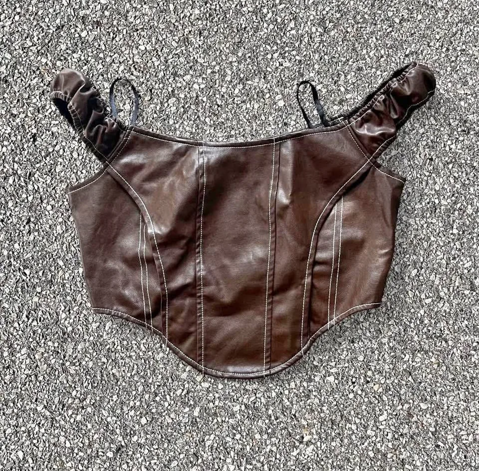 Missguided Faux Leather Corset Top thumbnail