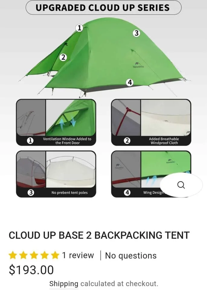 Naturehike cloud up 2 tent image indicator(3)