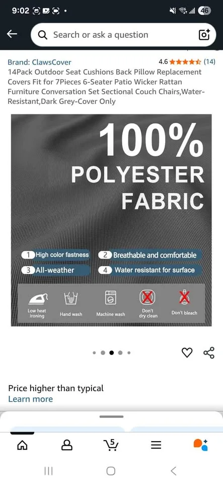 Outdoor Seat Cusions Replacement Covers NAVY BLUE COLOR image indicator(2)