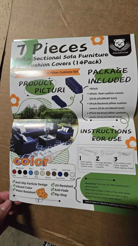 Outdoor Seat Cusions Replacement Covers NAVY BLUE COLOR image indicator(3)