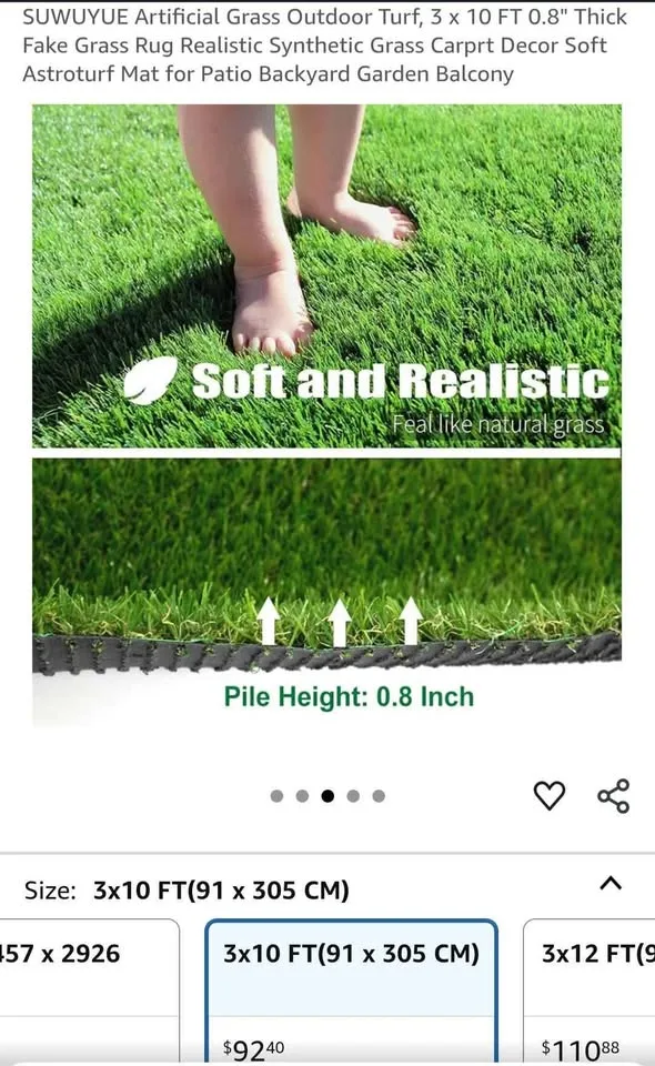 Artificial lawn grass 3'x10' image indicator(2)