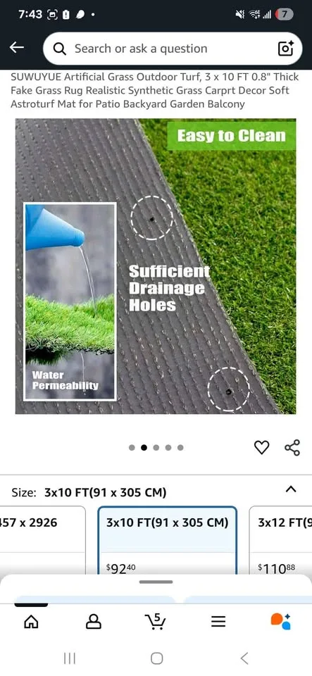 Artificial lawn grass 3'x10' image indicator(4)
