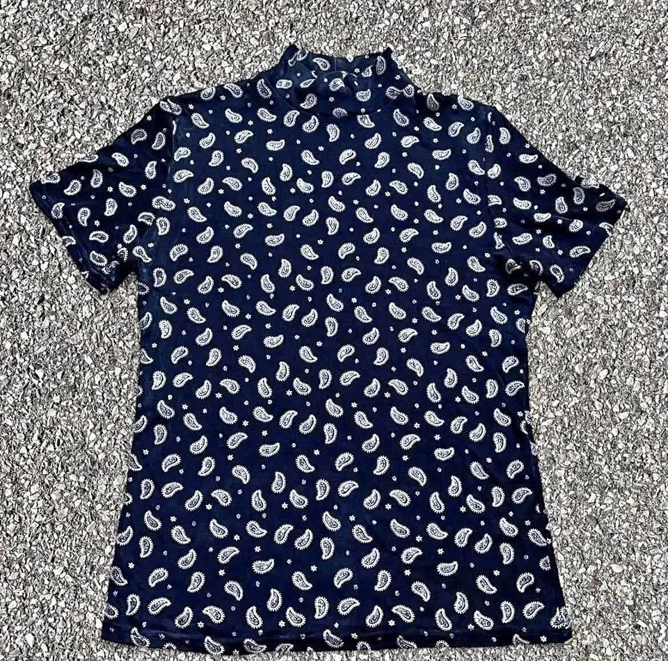 vintage black polo shirt with a cute pattern thumbnail