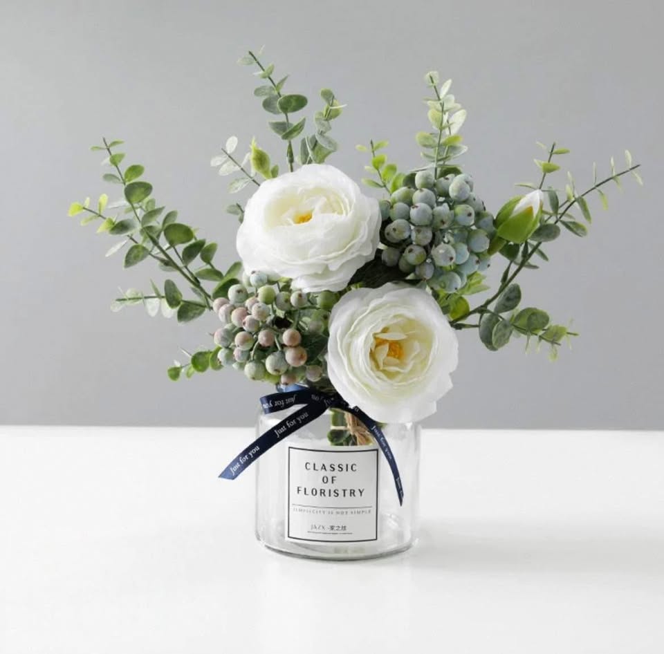 Elegant White Artificial Flowers with Greenery