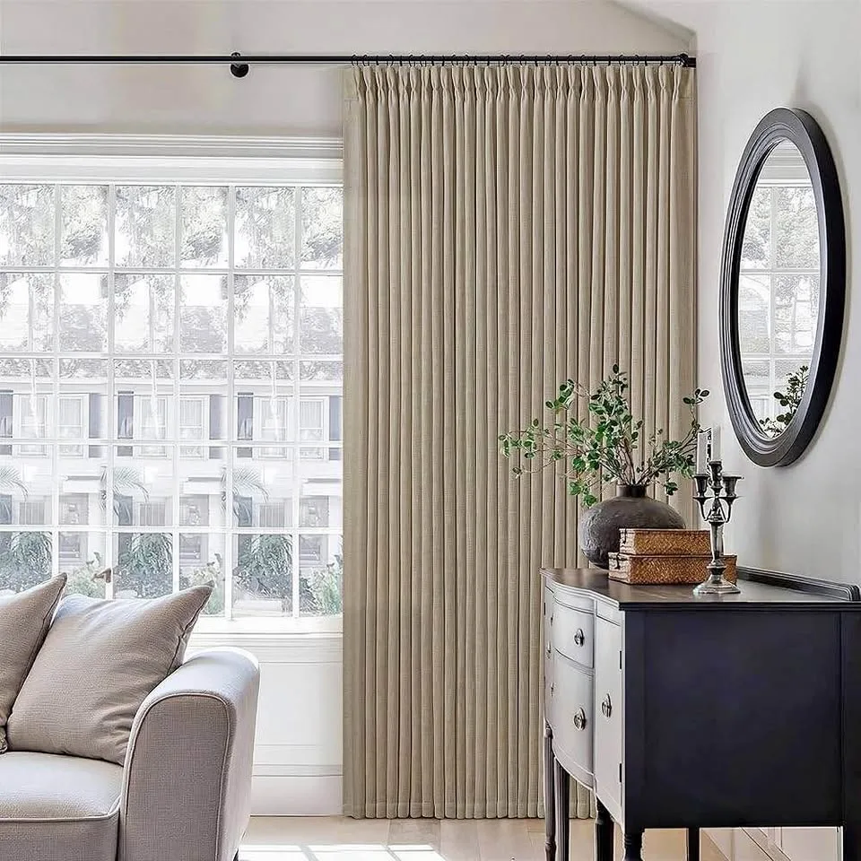 New Extra Wide Linen Pinch Pleat Curtain 100 W x 90" L thumbnail