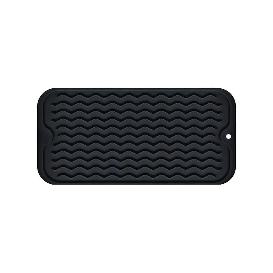 New Silicone Dish Drying Mat 12" x 6", BLACK image indicator(8)