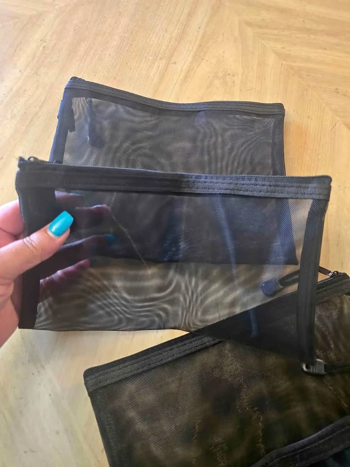 Set of 6 Black Mesh Zipper Pouches – Multipurpose Storage Bags 🖤 thumbnail