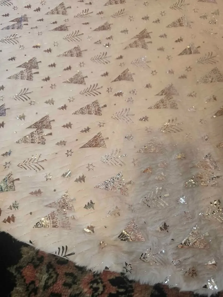 White R120cm Christmas Tree Skirt with Silver Glitter Trees ✨🎄 image indicator(2)