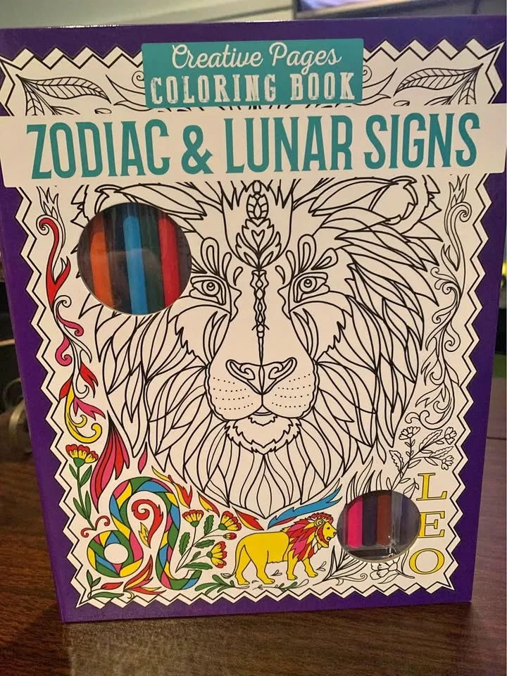 Zodiac & Lunar Sig s Coloring Book and coloring pencils thumbnail