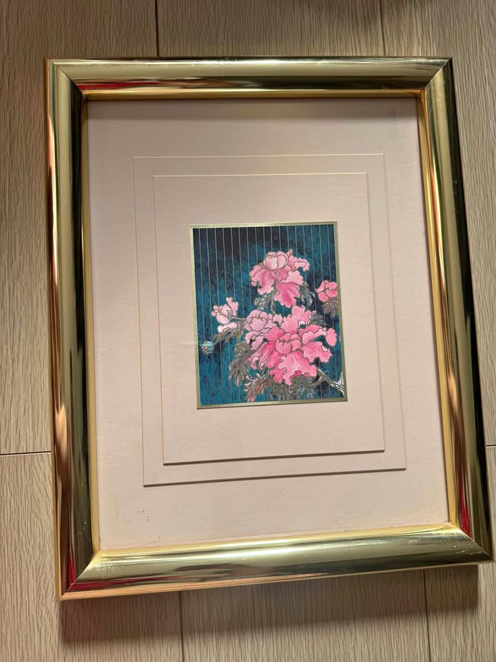 Kinder-Harris peonies style 2, wall art, gold frame