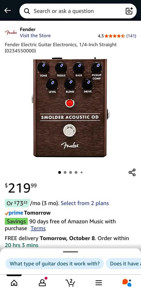 Fender Smolder Acoustic OD Pedal