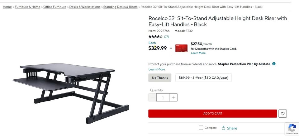 Rocelco Sit to Stand Desk Converter with Keyboard Tray - photo 2