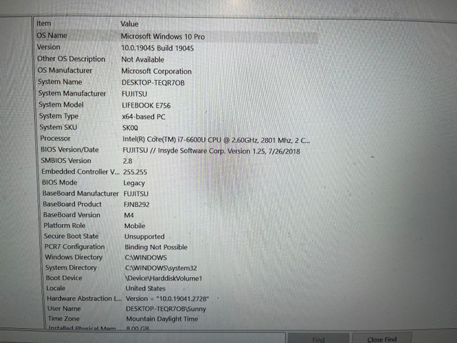 Fujisu Lifebook E756 laptop - photo 2