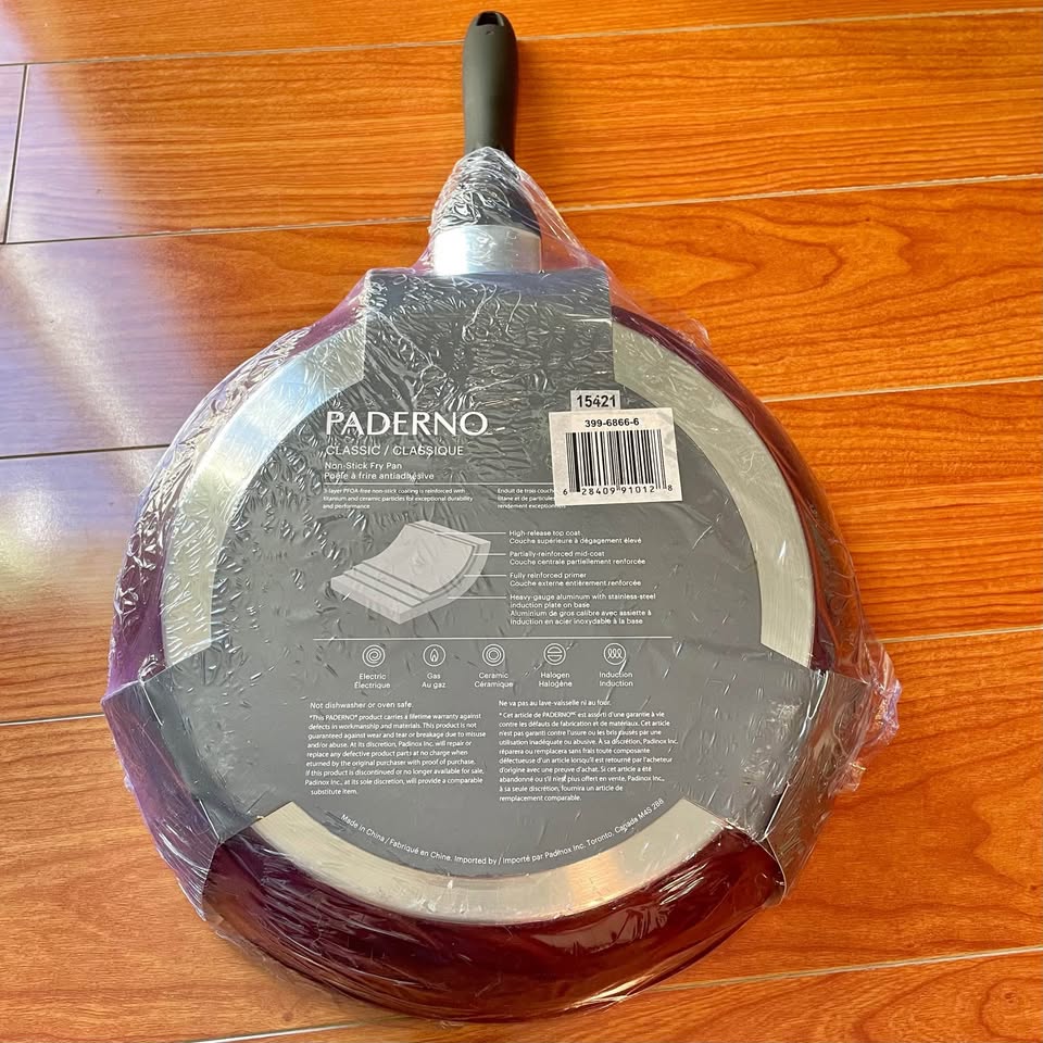 PADERNO 12” Non-Stick Frying Pan, Maroon - photo 5