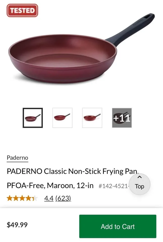 PADERNO 12” Non-Stick Frying Pan, Maroon image indicator(7)